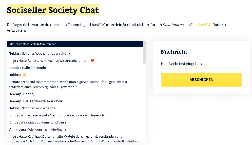 Sociseller Society Chat erfahrungen