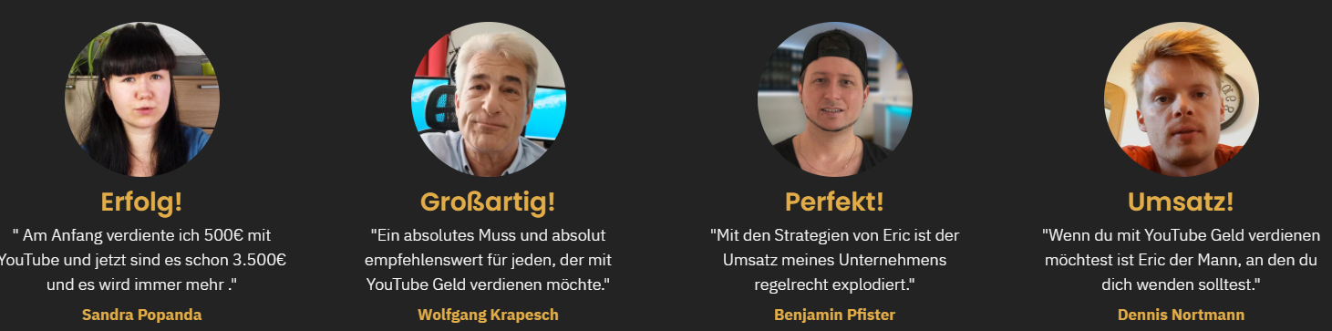 YouTube Money Maker Kurs von Eric Hüther – Digistore-Seite Screenshot