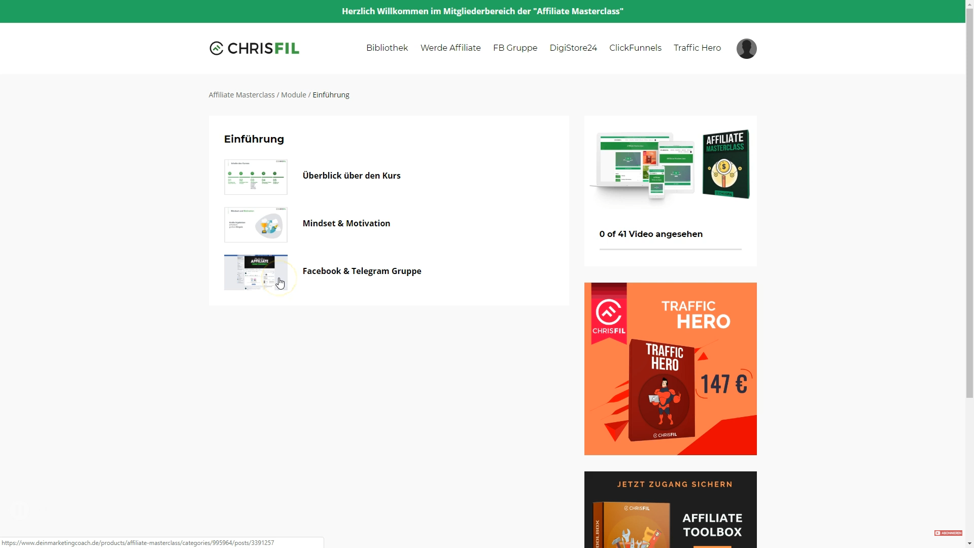 Affiliate Masterclass von Chrisfil erfahrungen
