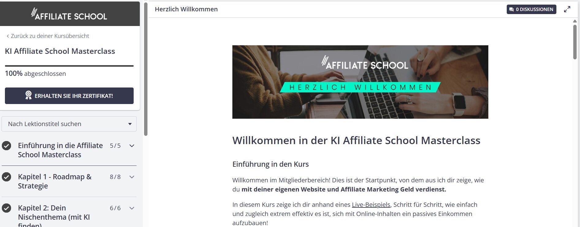 Affiliate School Masterclass – offizielle Website von Christopher Hauffe