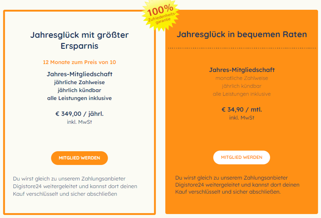Happiness House Preise und Tarife 2026 — offizielle Preisseite