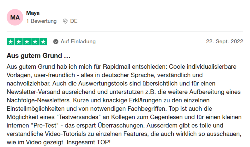 rapidmail-bewertung-maya-test