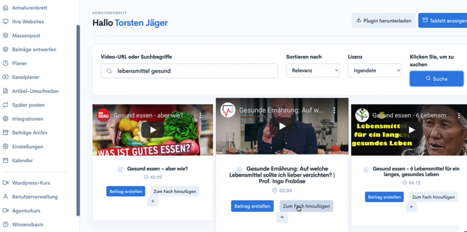 Content Kong Dashboard Screenshot — Artikel-Erstellung Oberfläche