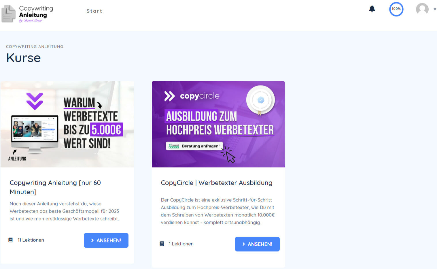 CopyCircle Mitgliederbereich Dashboard