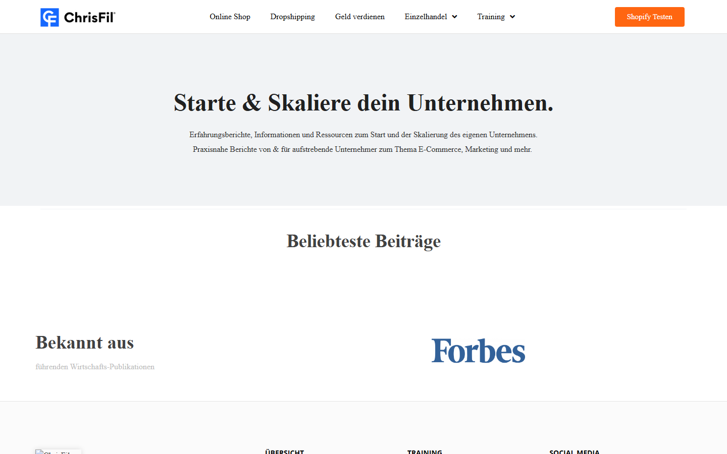 ChrisFil offizielle Website – Screenshot 2026