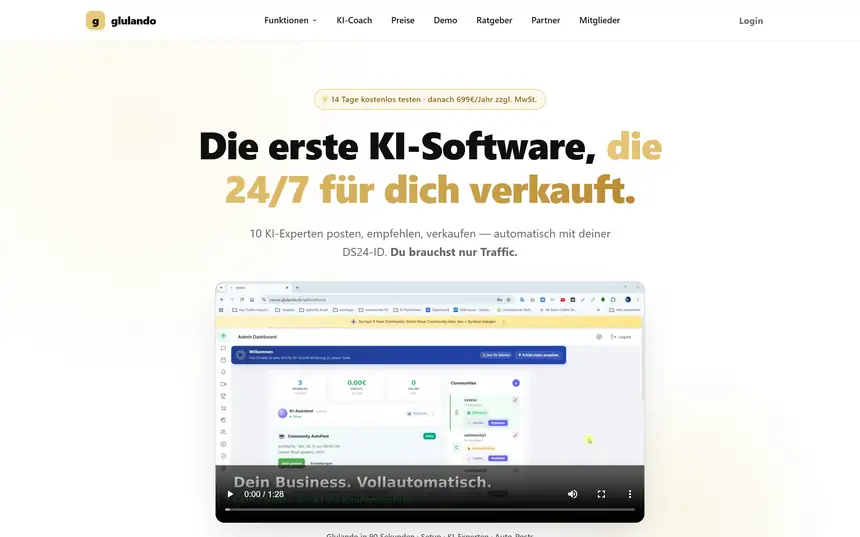 Geldmaschine Chat GPT Kurs Erfahrungen 4 Glulando – KI-Community-Software von Henry Landmann & Michael Gluska (2026)