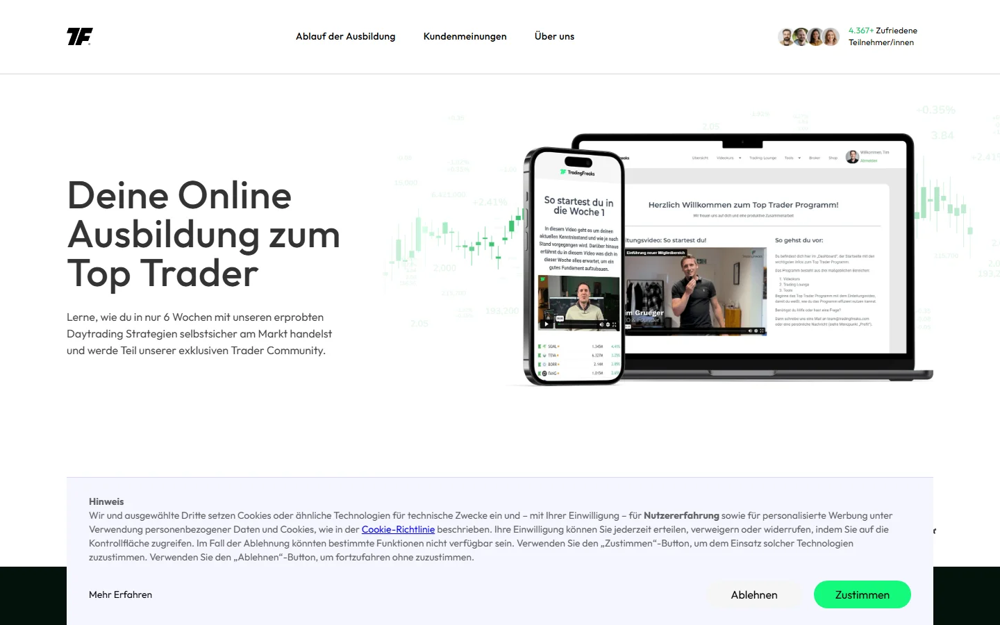 TradingFreaks Top Trader Programm Seite Screenshot 2026