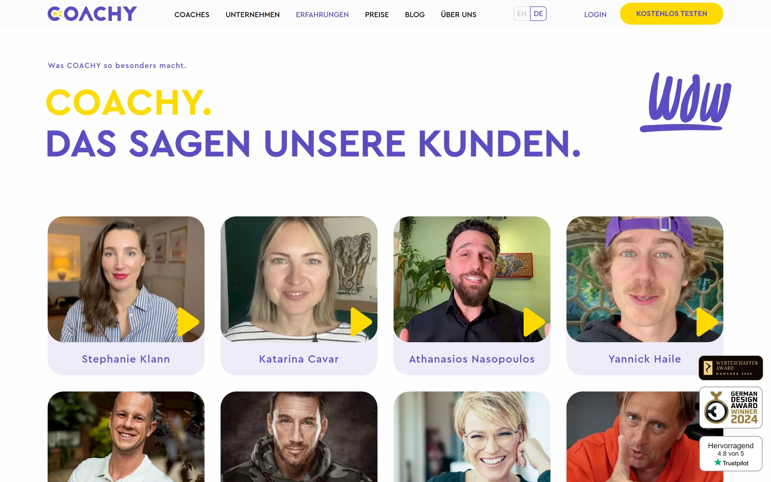 Coachy Erfahrungen – Echte Nutzerbewertungen und Testimonials von Coaches und Trainern auf coachy.net (Trustpilot: 4,8/5 Sterne)