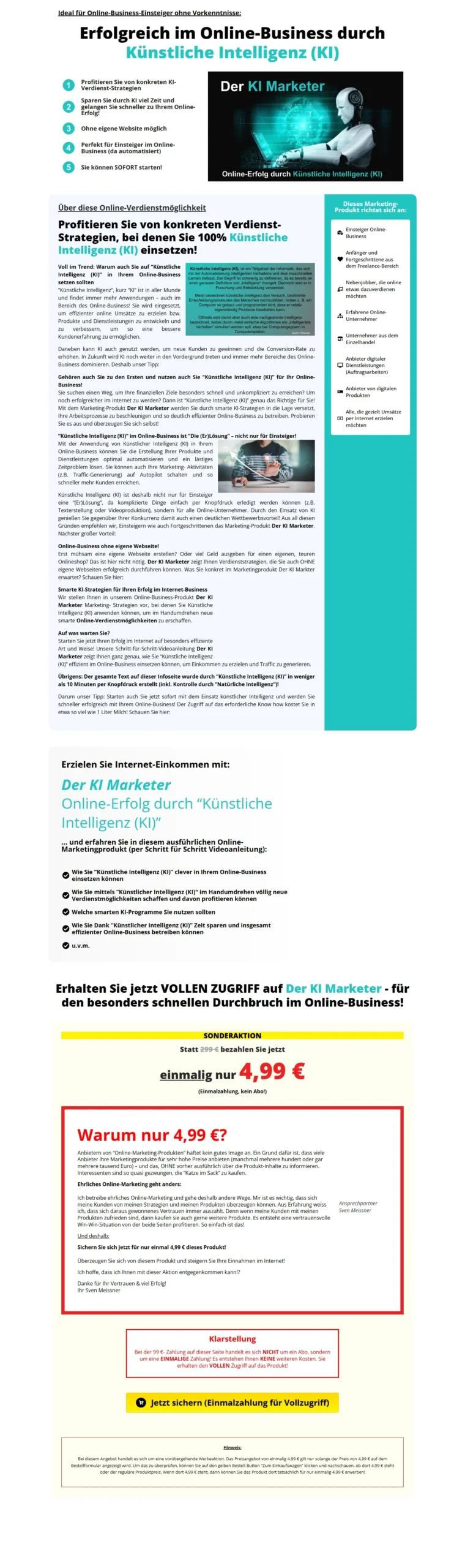 Der KI Marketer Plus+ – offizielle Verkaufsseite von Sven Meissner