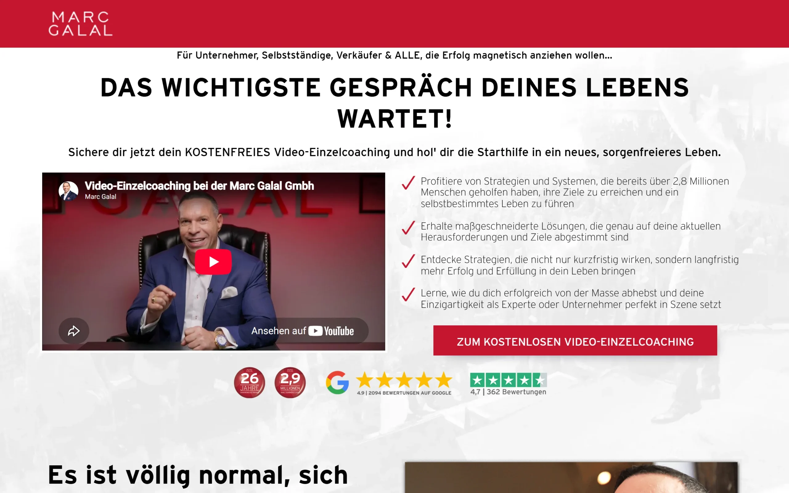 Marc Galal Coaching-Angebote 2026 – Übersicht der Seminare, Ausbildungen und Business-Coaching-Programme auf marcgalal.com