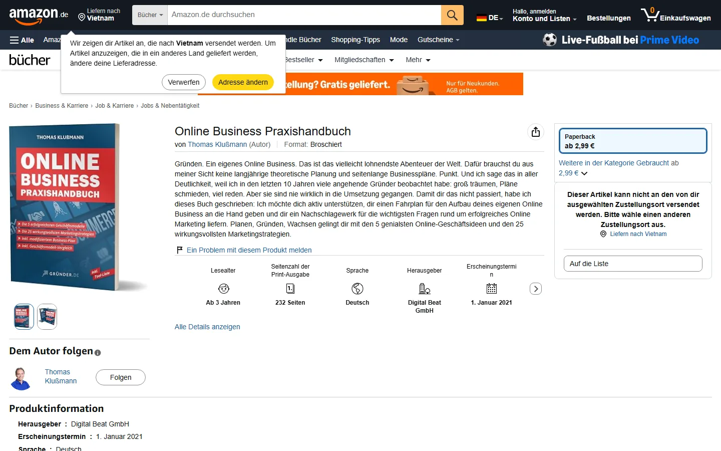 Online Business Praxishandbuch auf Amazon – Buch von Thomas Klußmann, ISBN 3947473192
