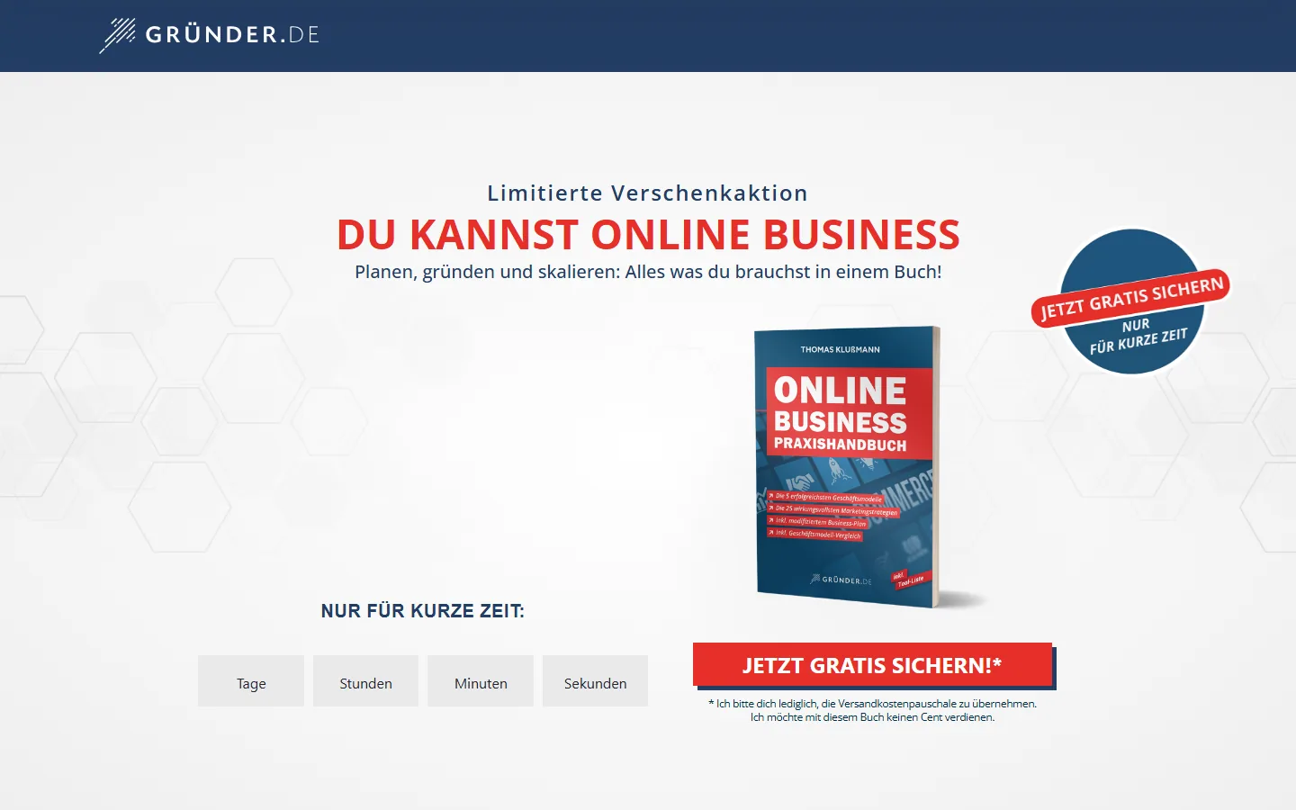 Online Business Praxishandbuch Bestellseite – Gratis-Buch von Thomas Klußmann für 4,99 € Versandkosten