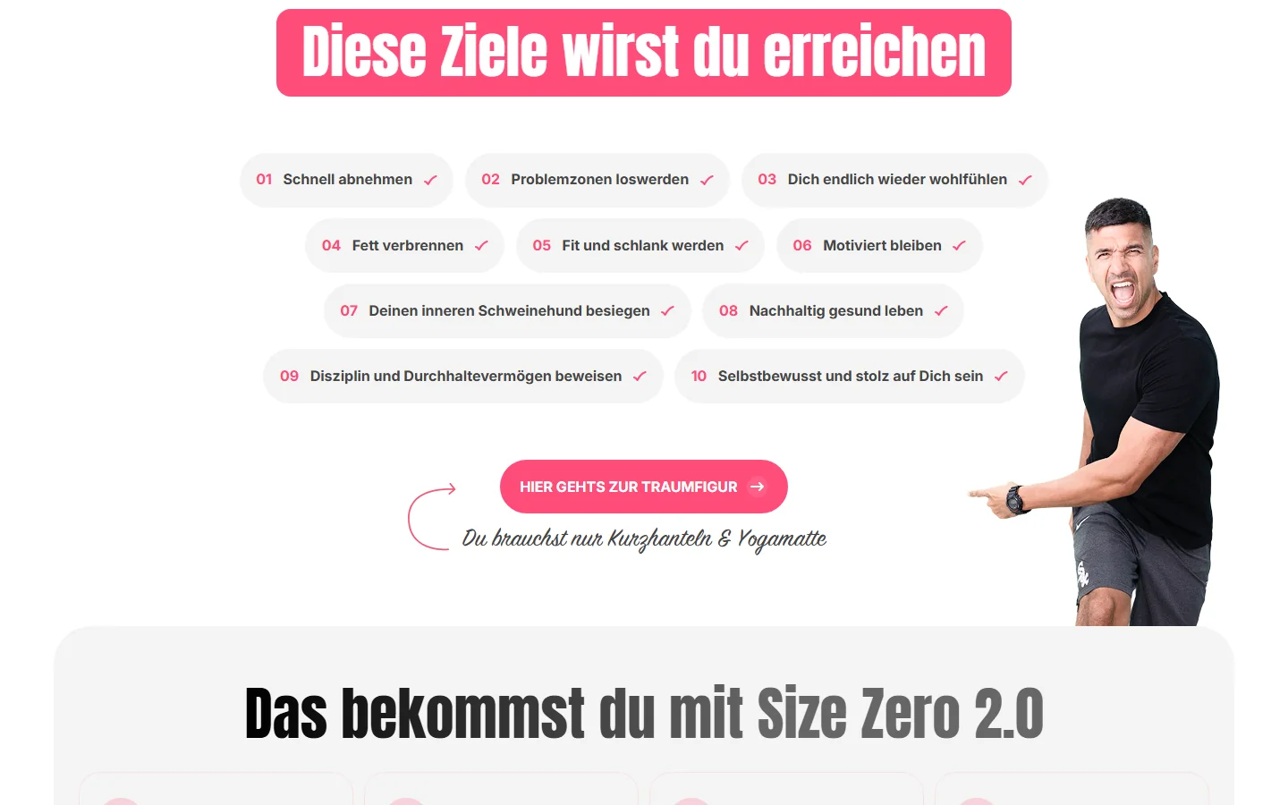 Size Zero 2.0 Programm Aufbau – 70 Tage strukturierter Trainings- und Ernährungsplan