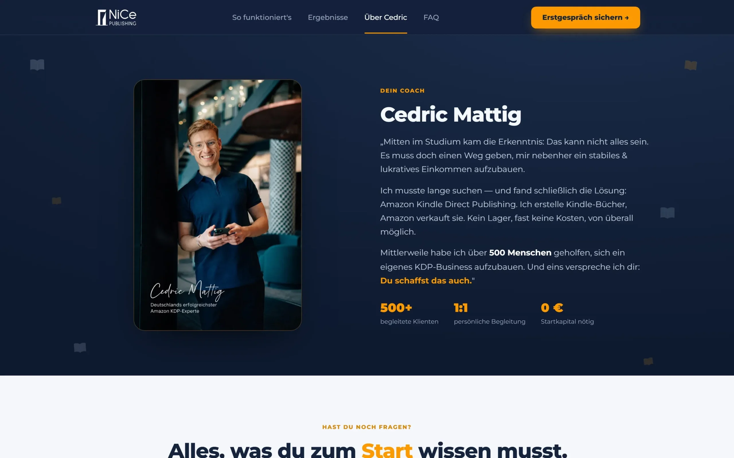 Cedric Mattig, Gründer von NiCe Publishing, mit Foto und persönlichem Statement zur Amazon KDP Coaching Erfahrung