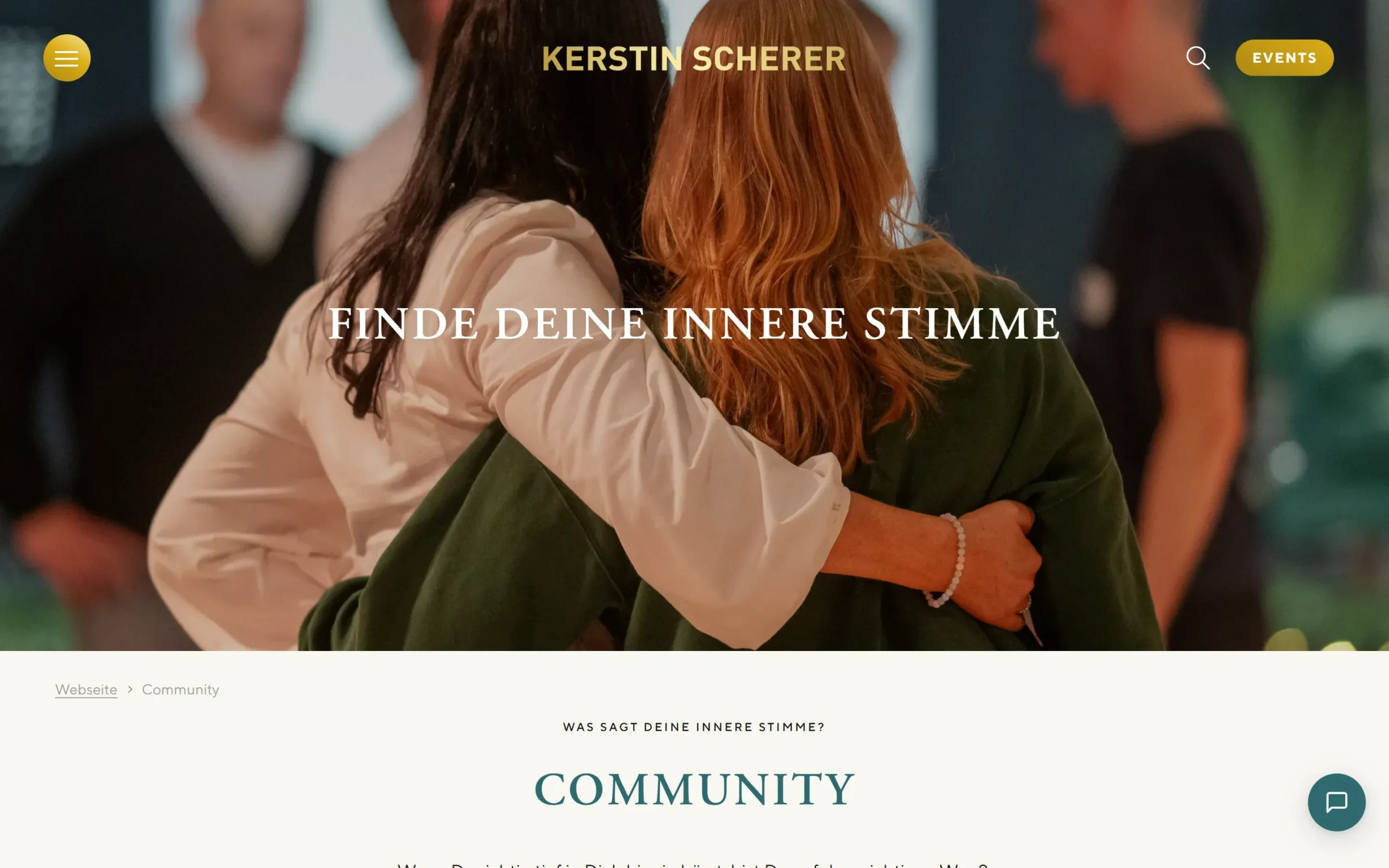 Kerstin Scherer Community Mitgliedschaft: Screenshot der offiziellen Landingpage Finde deine innere Stimme
